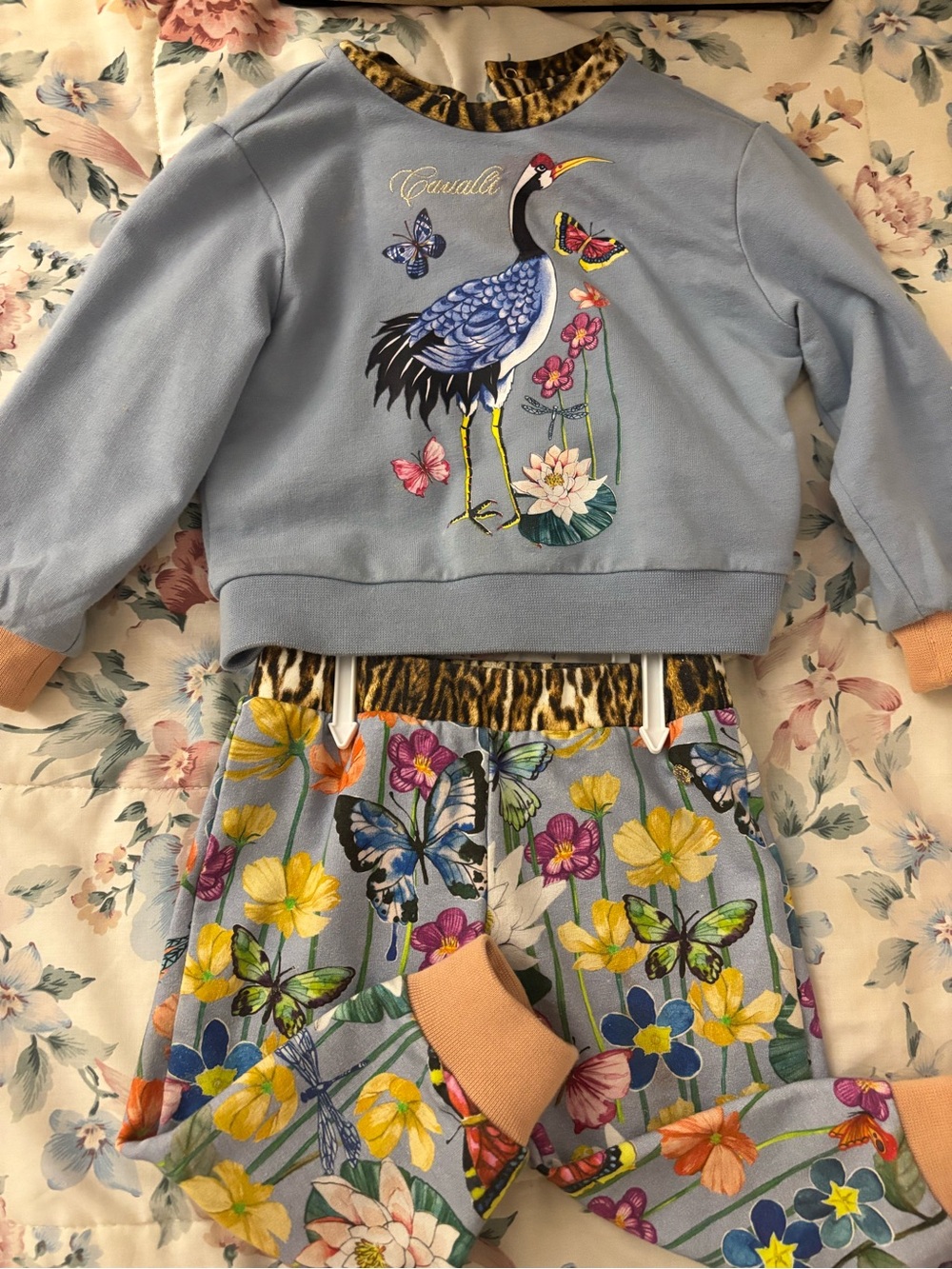 Roberto Cavalli Light Blue Floral & Butterfly Kids Matching Set